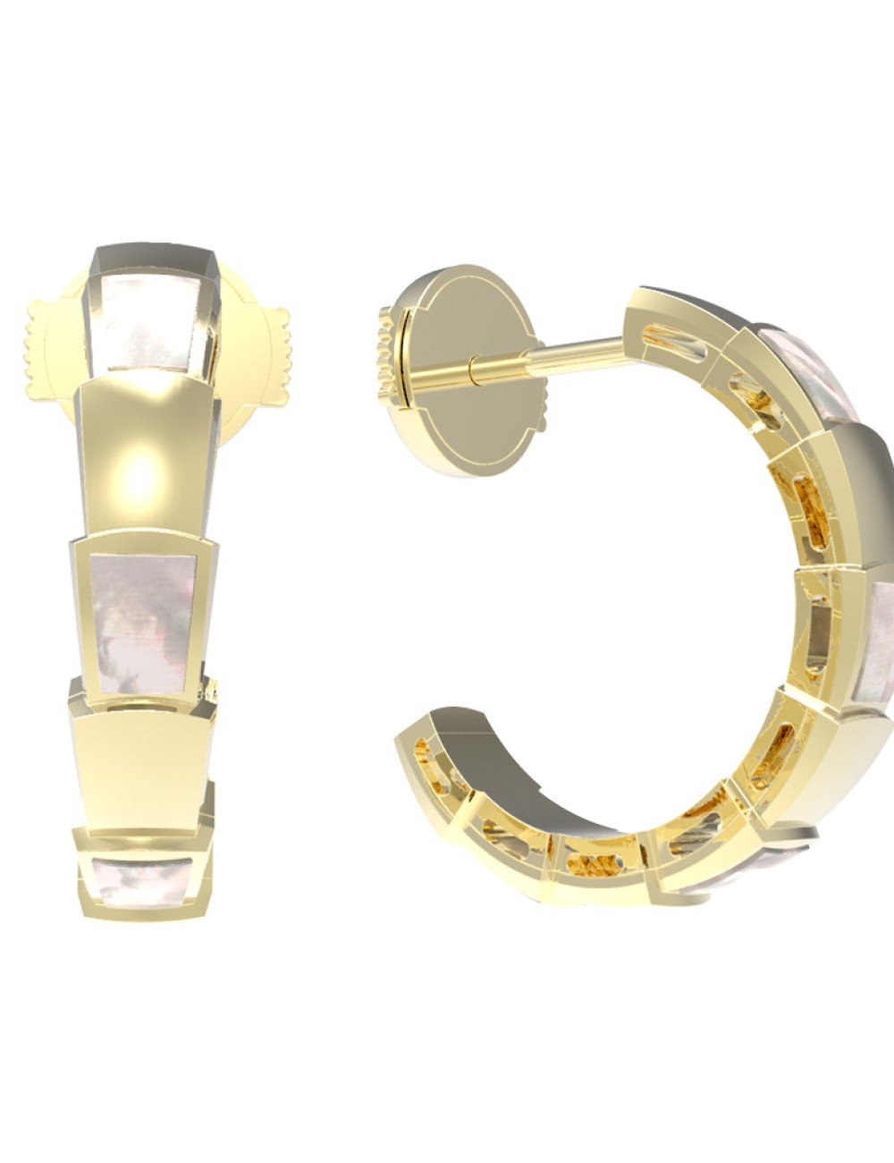 Серьги из лимонного золота c перламутром