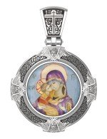 Образок из белого золота c эмалью и иконописью