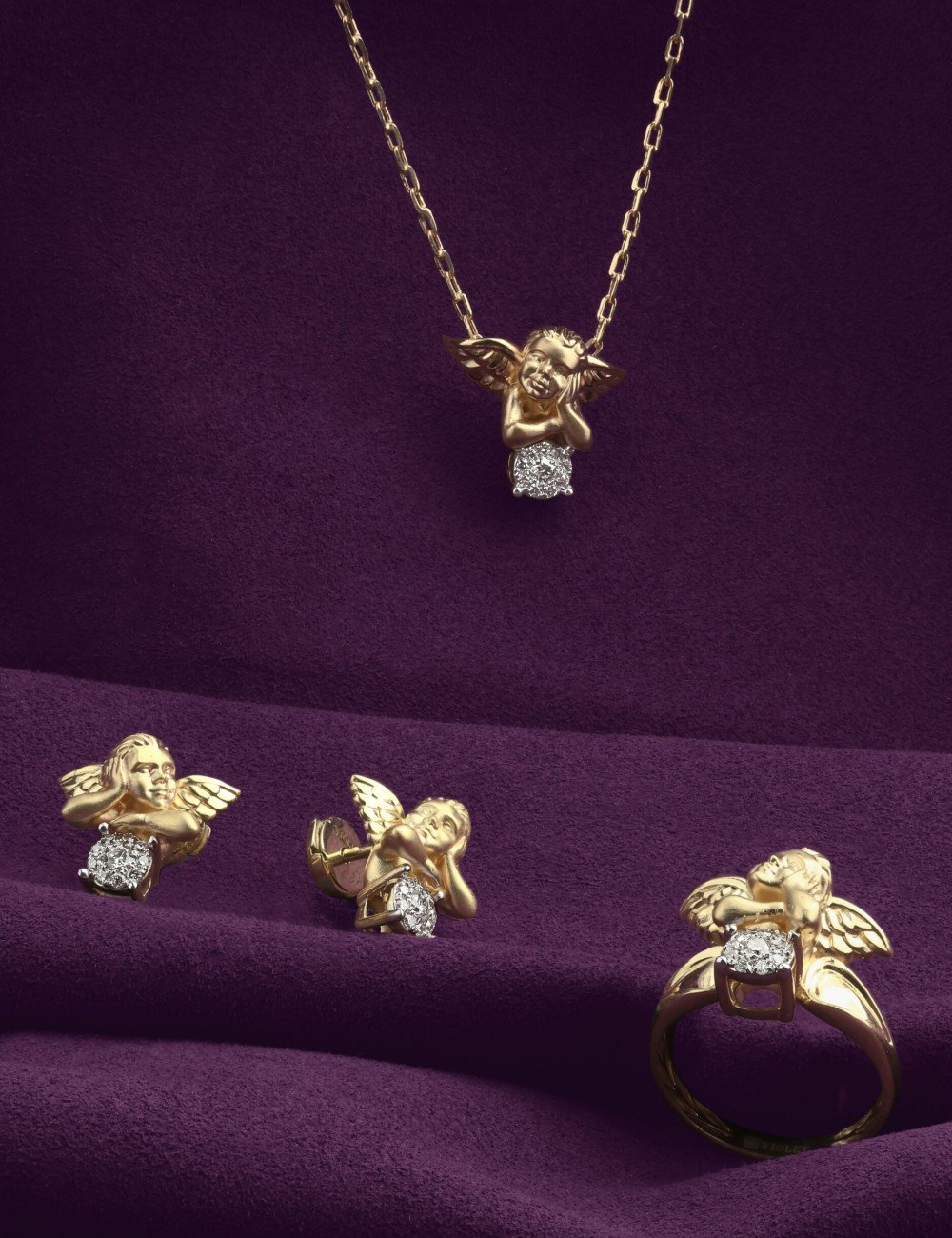 Серьги из лимонного золота c бриллиантами