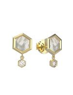 Серьги из лимонного золота c бриллиантами и перламутром