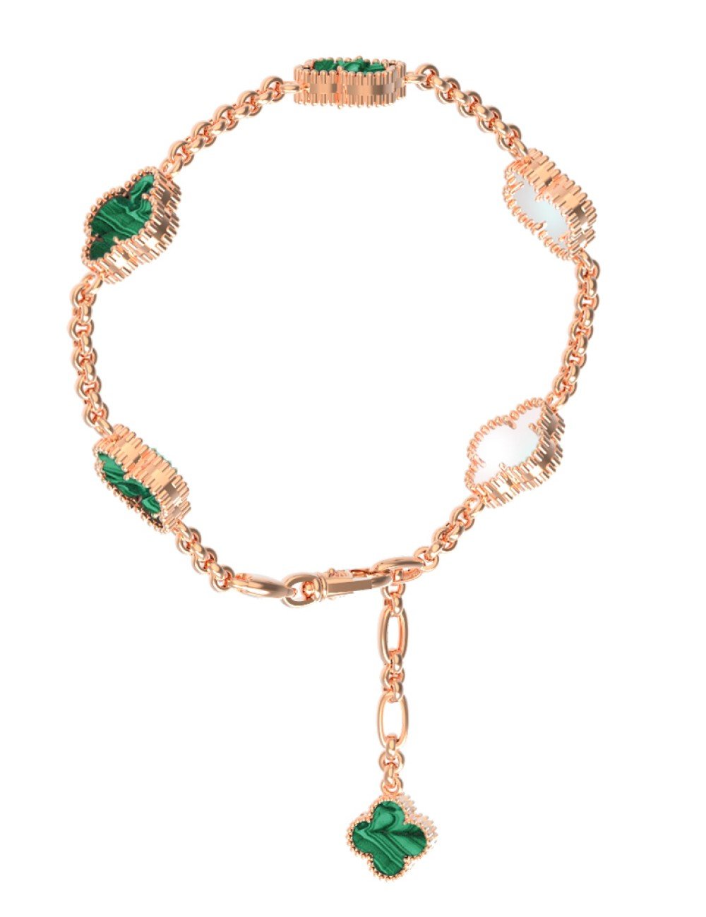 Браслет из золота c малахитом и перламутром