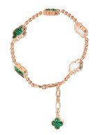 Браслет из золота c малахитом и перламутром