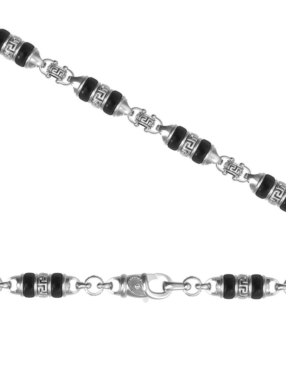 Цепь из белого золота c ониксом