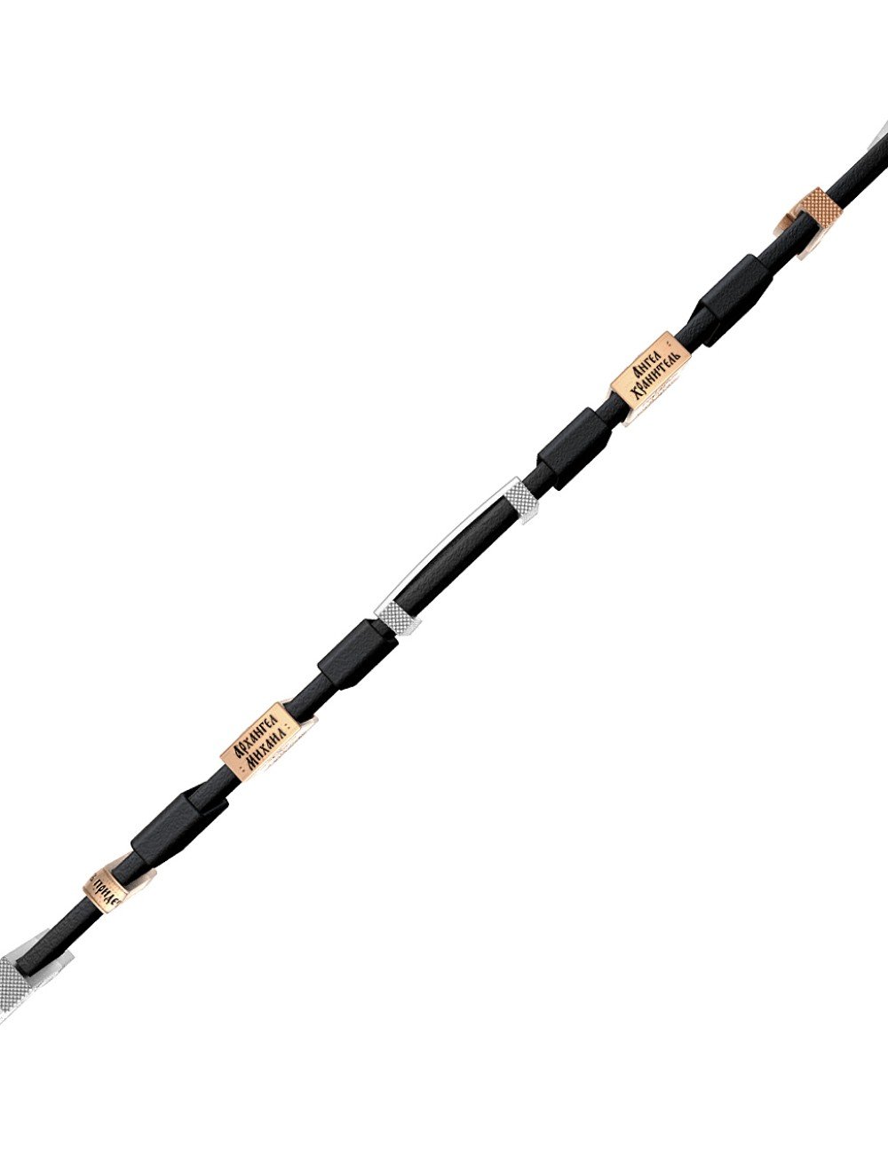 Браслет из белого золота c кожаным шнурком