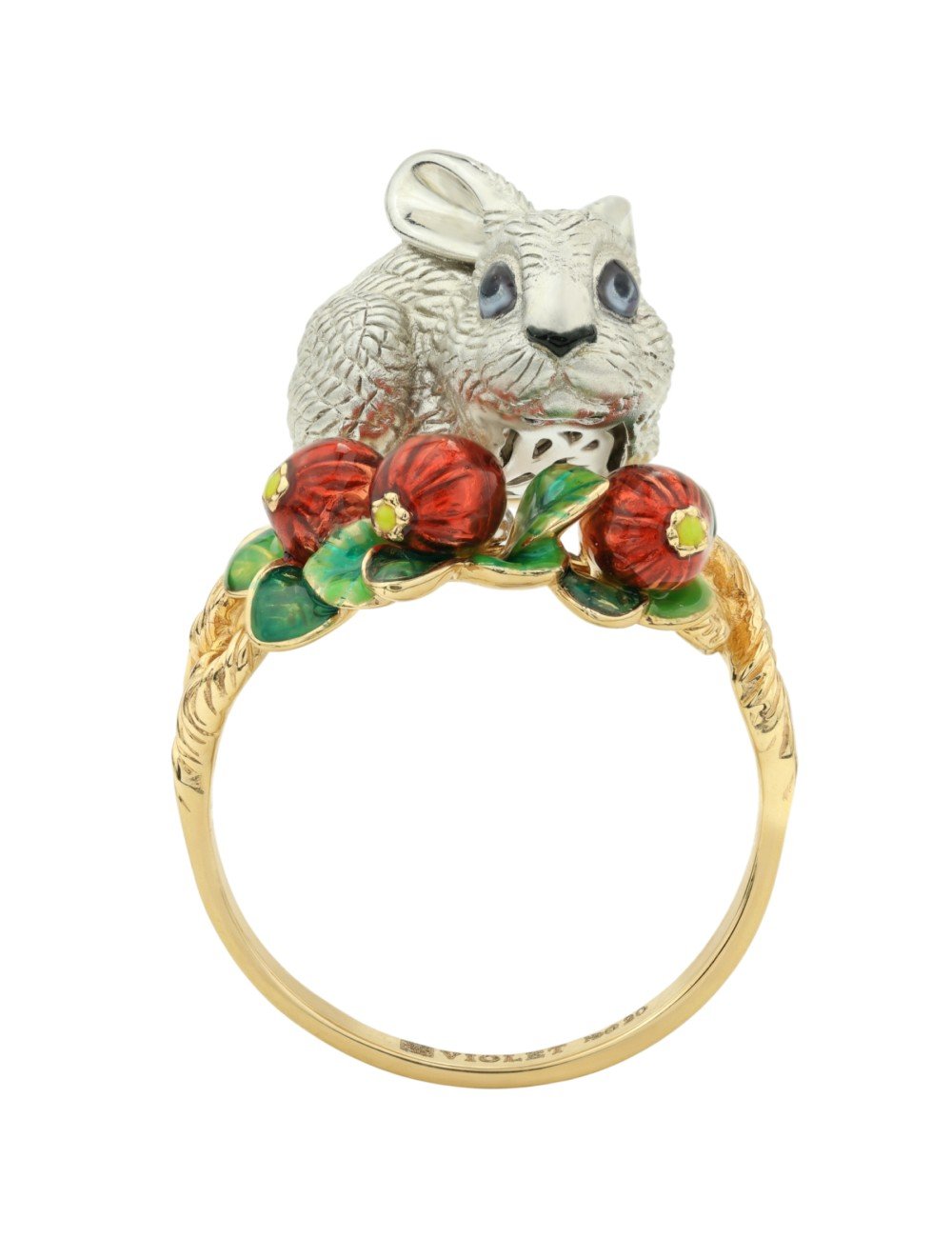 Кольцо из лимонного золота c эмалью