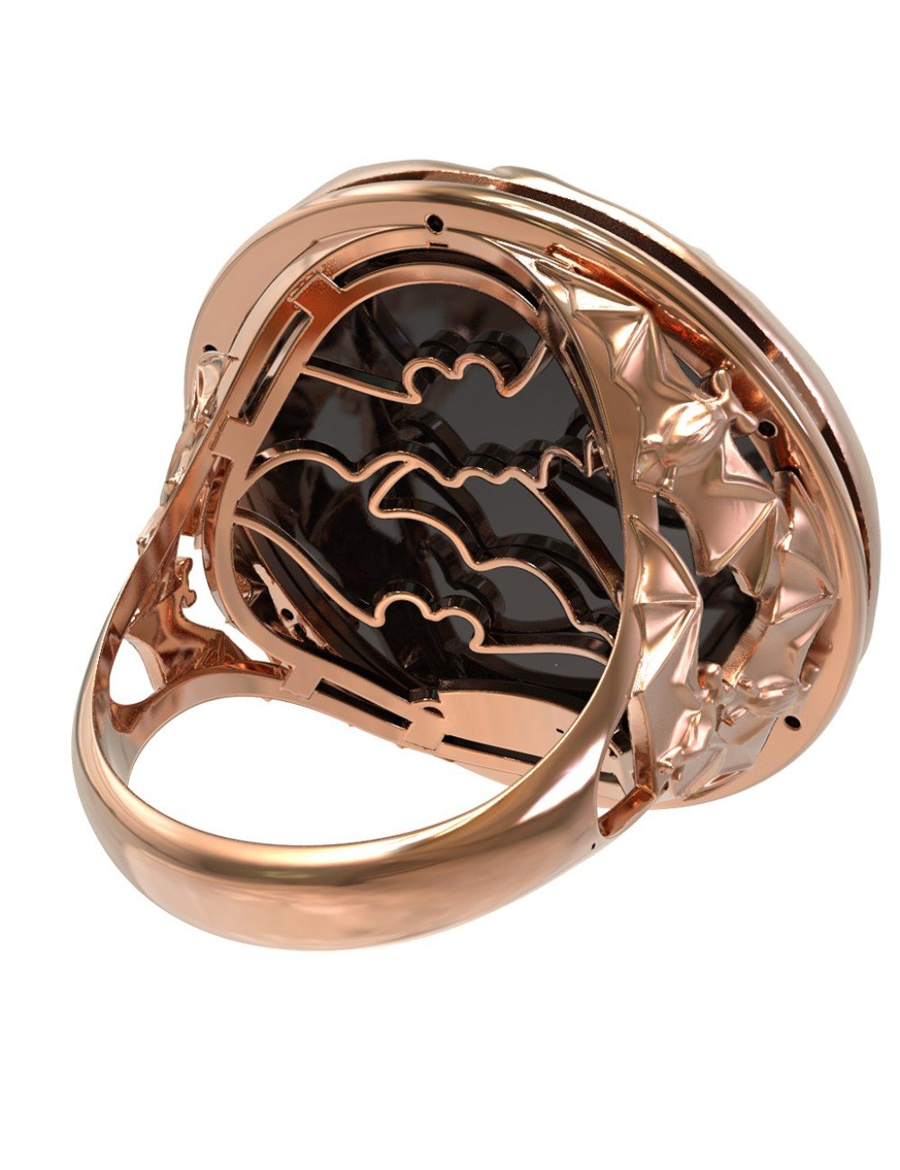 Кольцо из золота c эмалью и ониксом