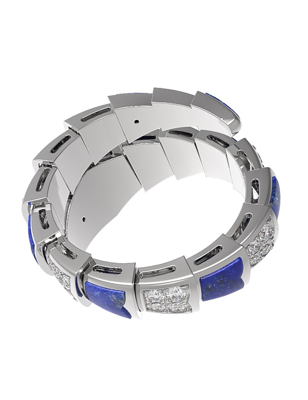 Кольцо из белого золота c бриллиантами и лазуритом