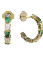 Серьги из лимонного золота c бриллиантами и малахитом