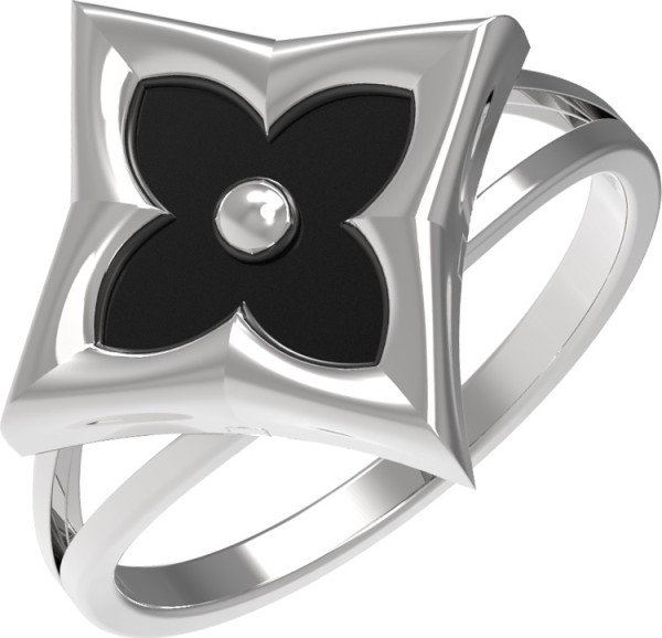 Кольцо из белого золота c ониксом