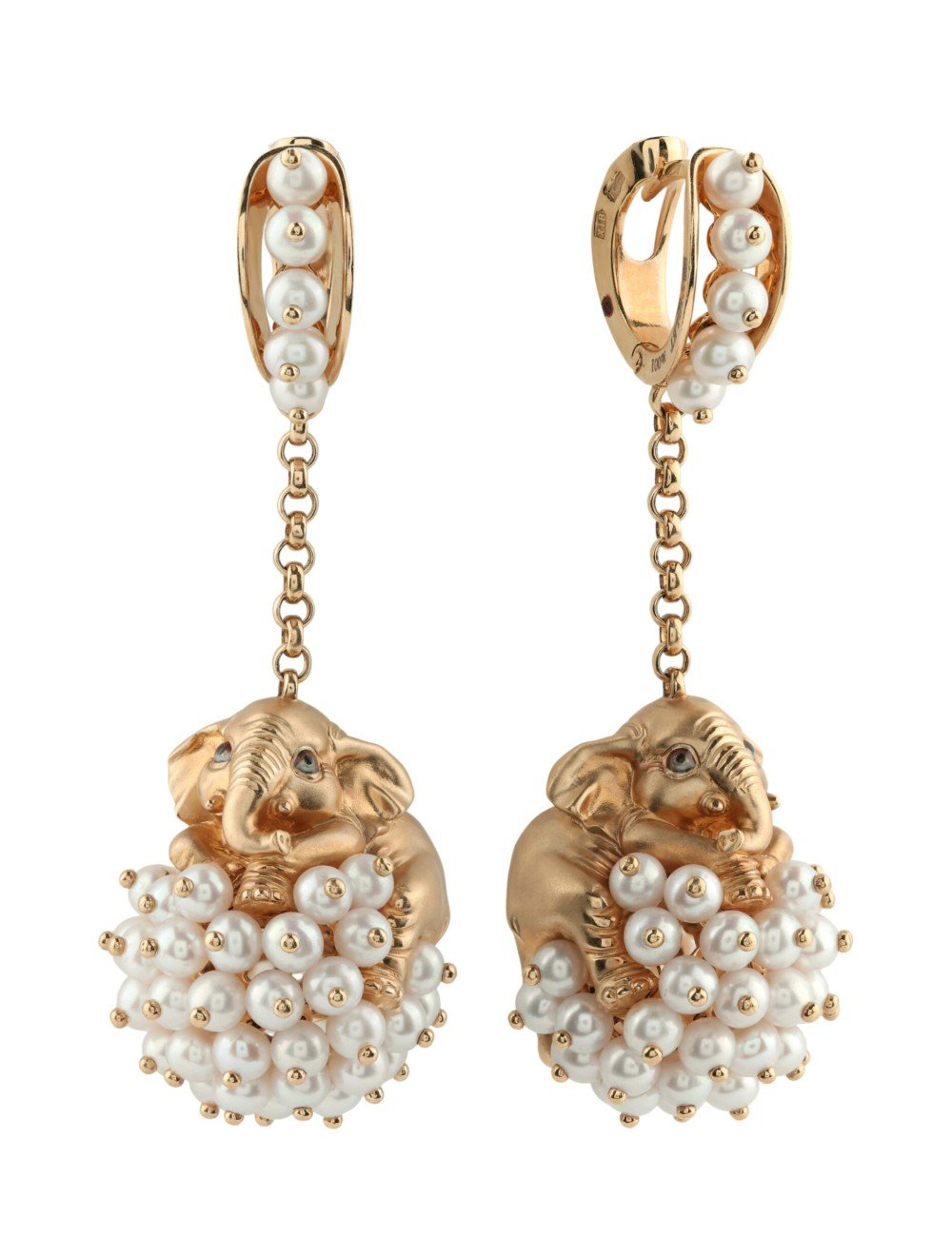 Серьги из золота c эмалью и жемчугом