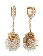 Серьги из золота c эмалью и жемчугом