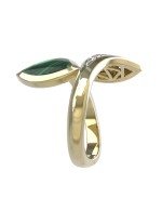 Кольцо из лимонного золота c бриллиантами и малахитом