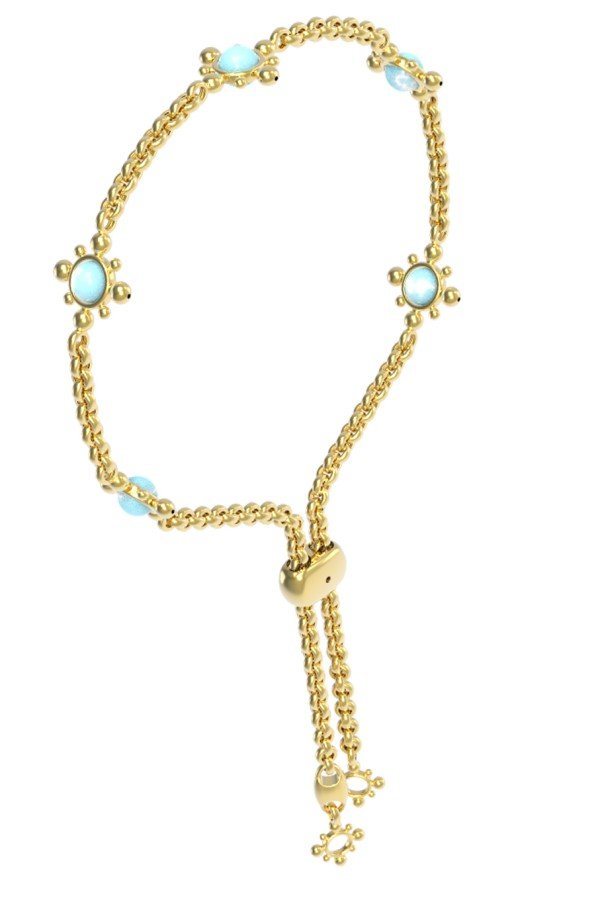 Браслет из лимонного золота c бирюзой