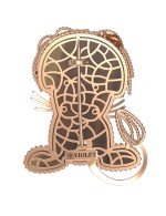 Брошь из золота c эмалью и тигровым глазом