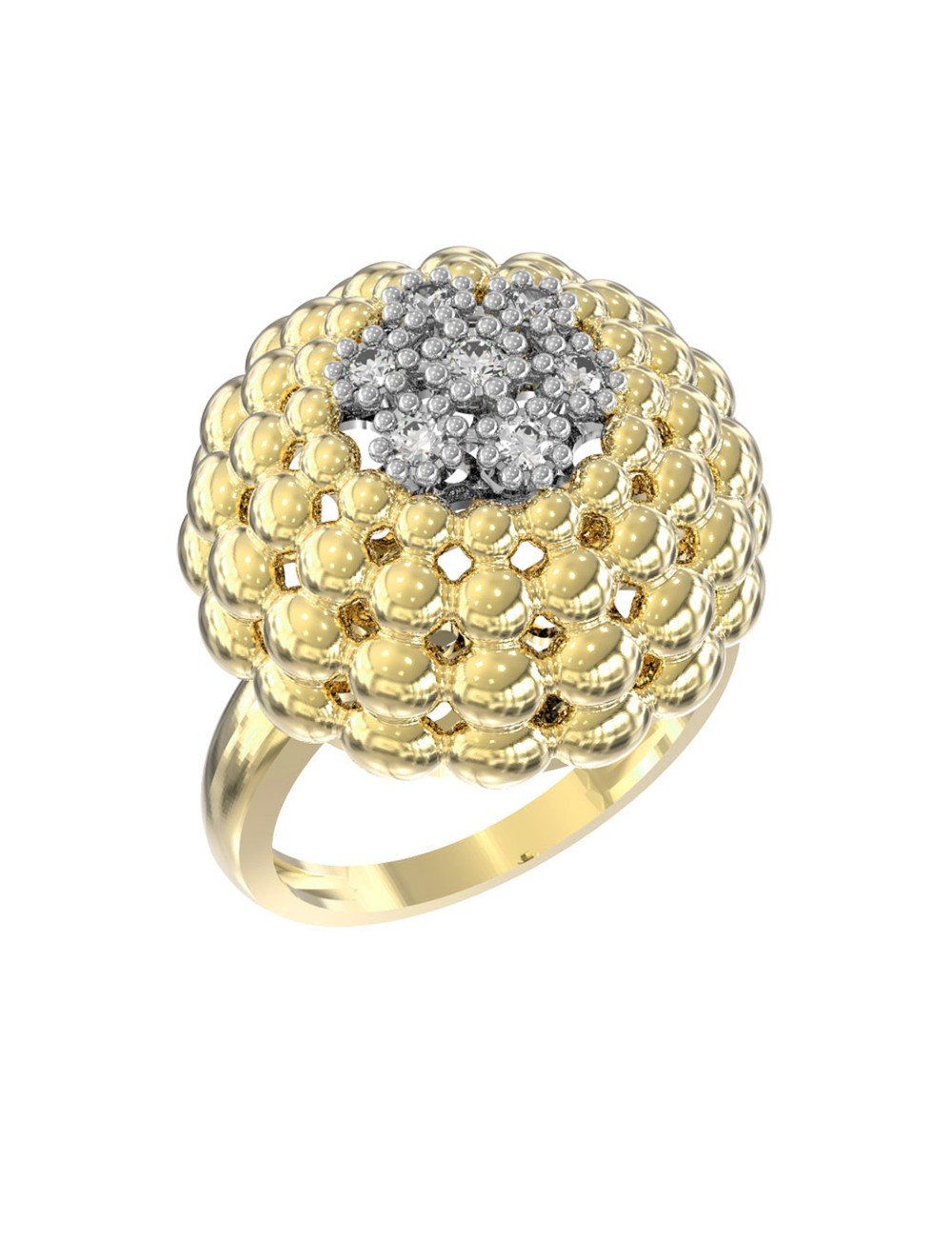 Кольцо из лимонного золота c бриллиантами