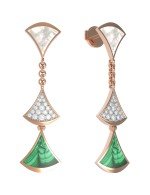 Серьги из золота c бриллиантами, малахитом и перламутром