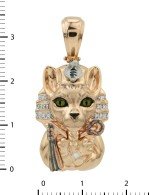 Подвеска из золота c эмалью, бриллиантами и рубином