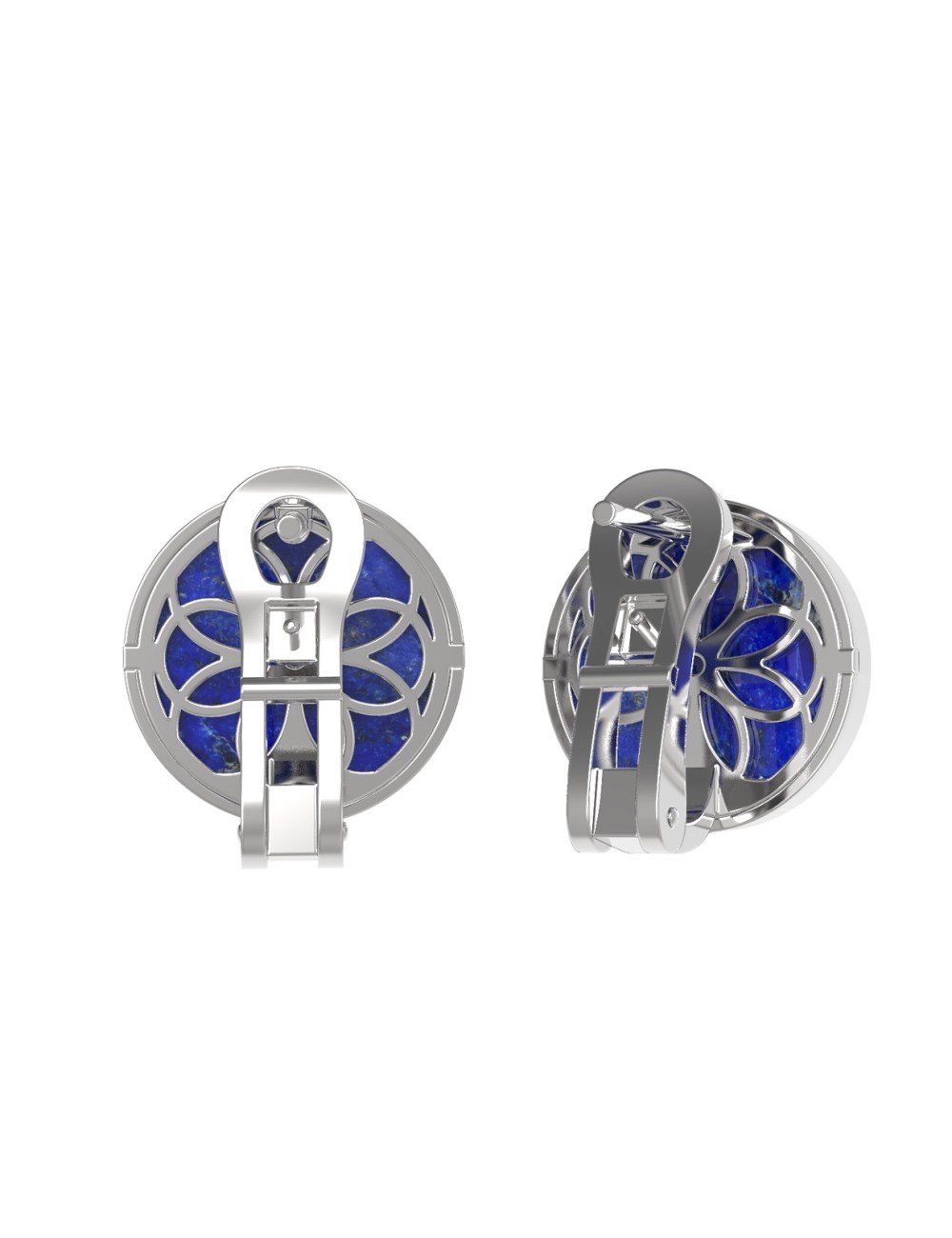 Серьги из белого золота c бриллиантами и лазуритом