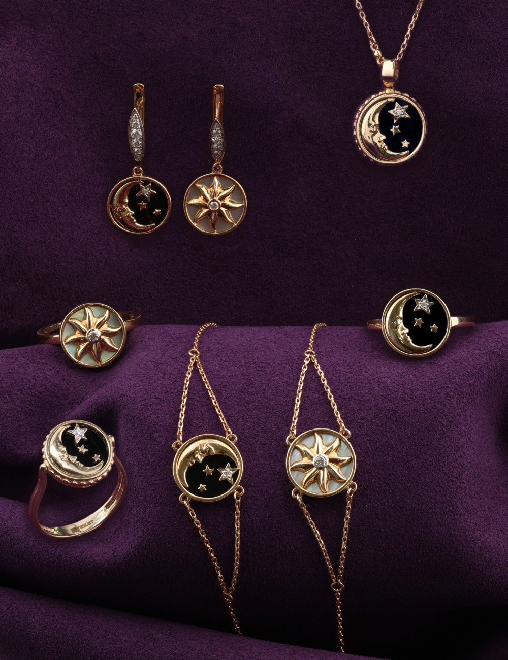 Кольцо из золота c бриллиантами и перламутром