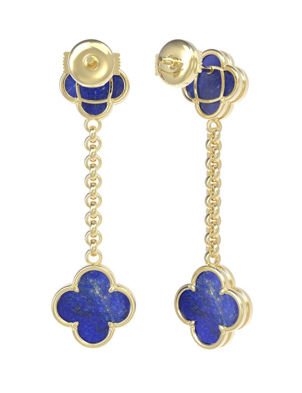 Серьги из лимонного золота c лазуритом