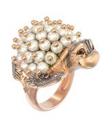 Кольцо из золота c эмалью и жемчугом