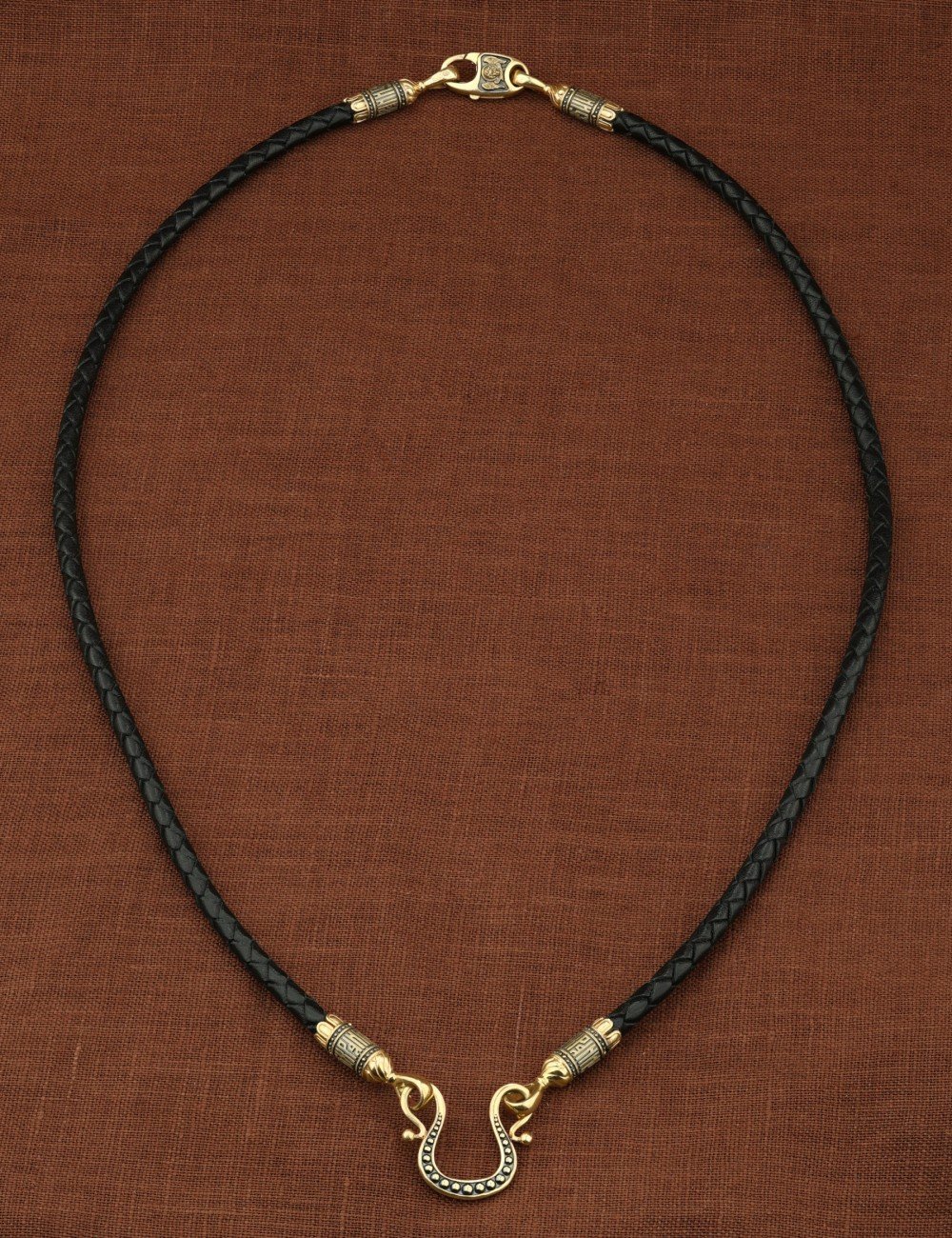 Гайтан из лимонного золота c кожаным шнурком