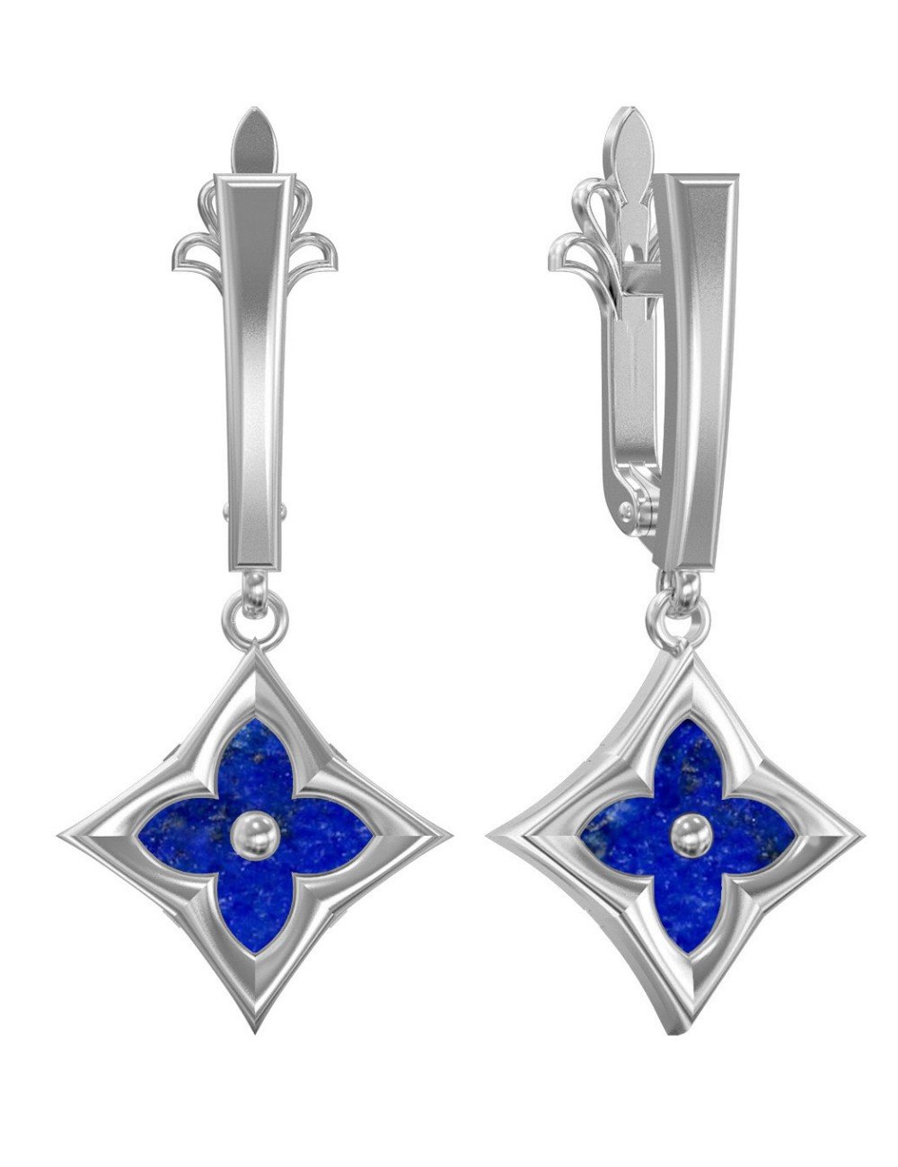 Серьги из белого золота c лазуритом