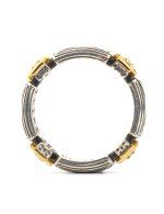 Кольцо из серебра и золота c бриллиантами и рубином