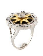 Кольцо из белого золота c эмалью и ониксом