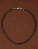 Гайтан из белого золота c кожаным шнурком