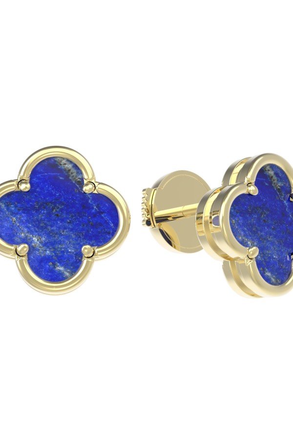 Серьги из лимонного золота c лазуритом