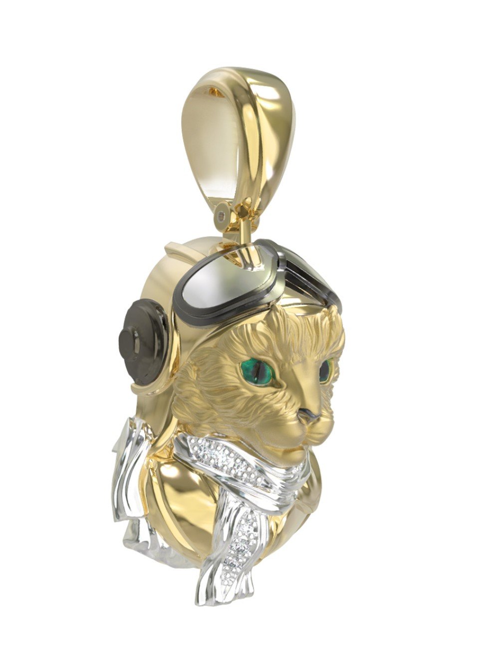 Подвеска из лимонного золота c эмалью, бриллиантами и рубином