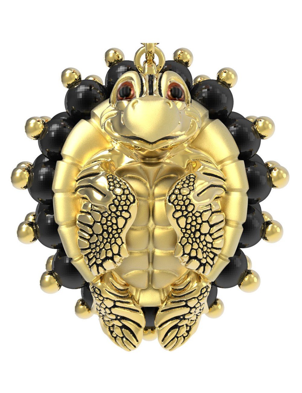 Серьги из лимонного золота c эмалью и ониксом