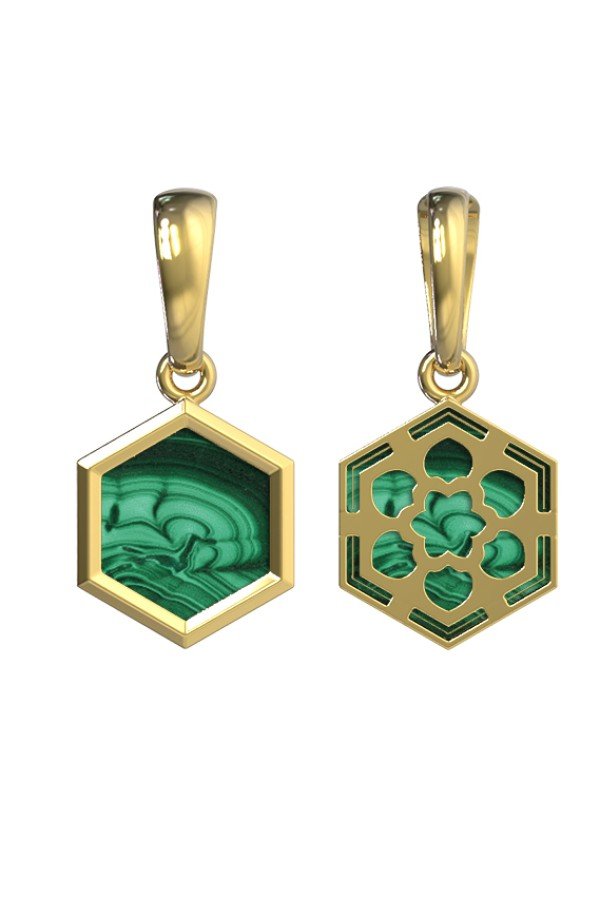Подвеска из лимонного золота c малахитом