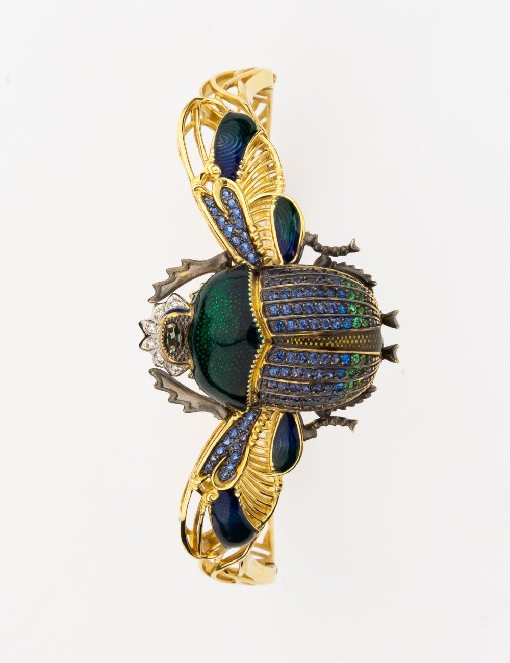 Браслет из лимонного золота c эмалью, фианитом, турмалином и эмалью