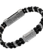 Браслет из белого золота c бриллиантами и ониксом