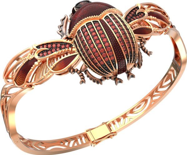 Браслет из золота c эмалью, фианитом, гранатом и эмалью