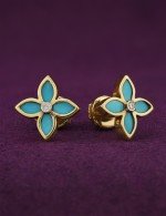 Серьги из лимонного золота c бриллиантами и бирюзой