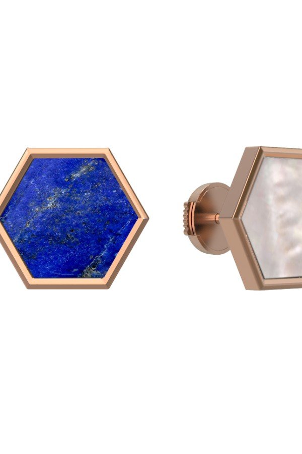 Серьги из золота c лазуритом и перламутром