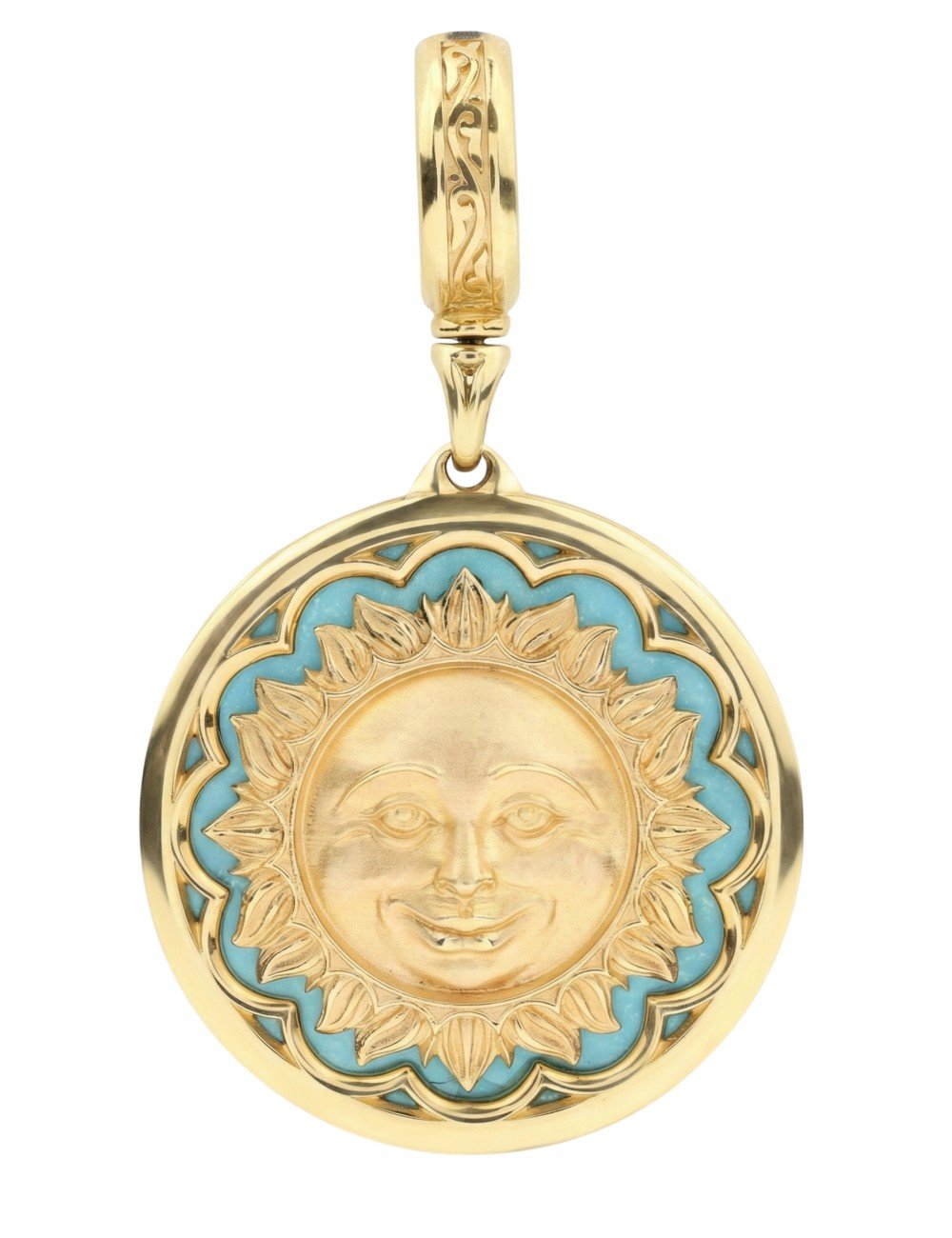 Подвеска из лимонного золота c бирюзой