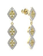 Серьги из лимонного золота c бриллиантами и сапфиром