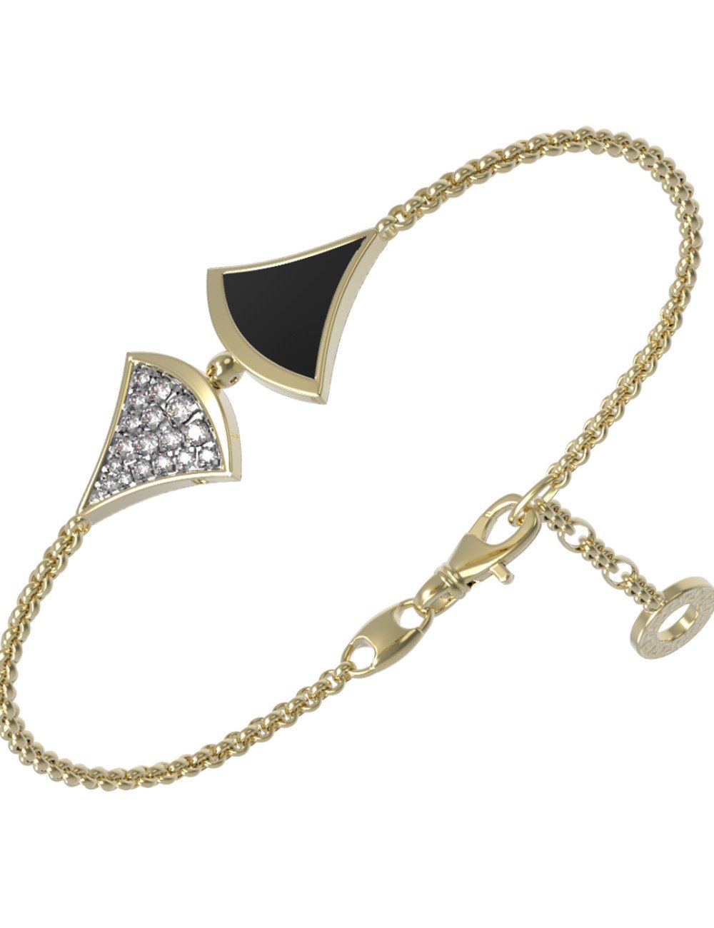 Браслет из лимонного золота c бриллиантами и ониксом