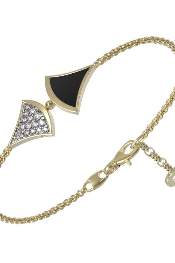 Браслет из лимонного золота c бриллиантами и ониксом