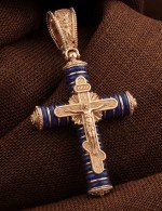 Крест из золота c лазуритом