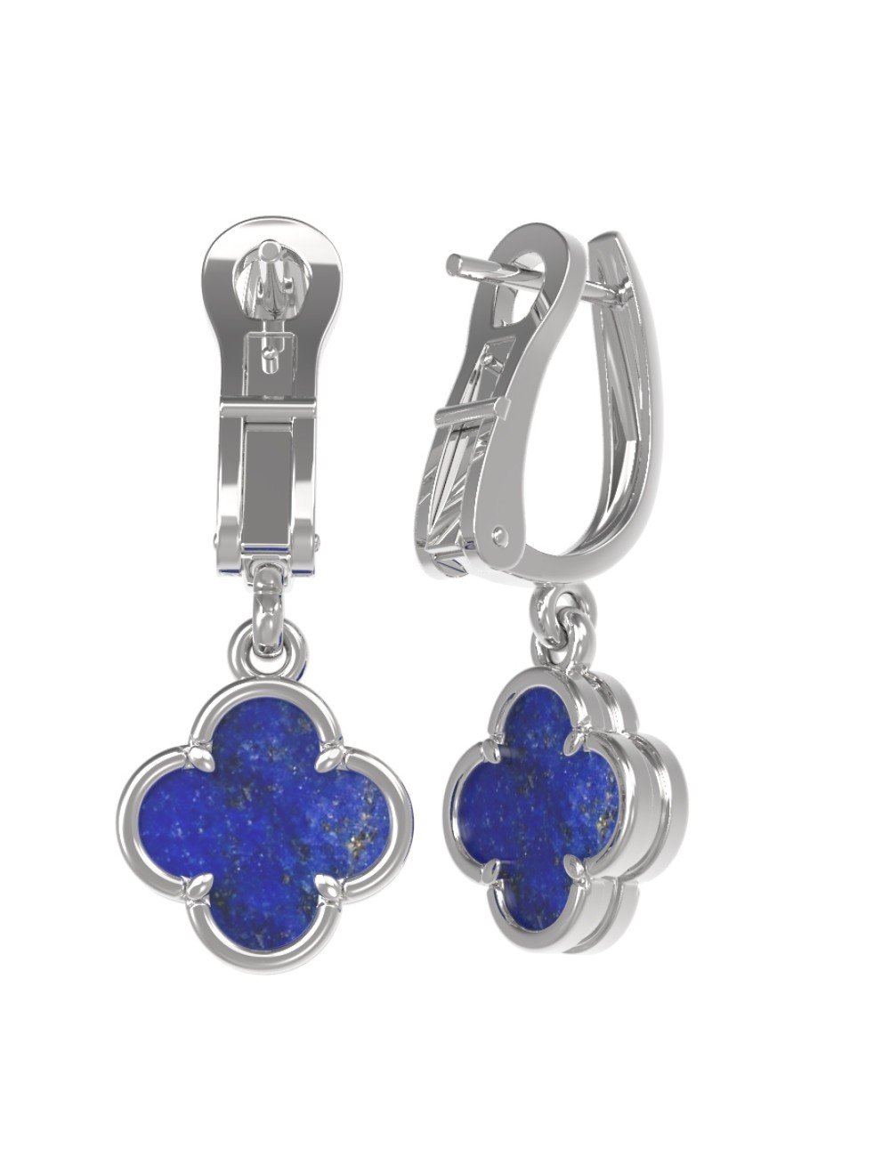 Серьги из белого золота c лазуритом