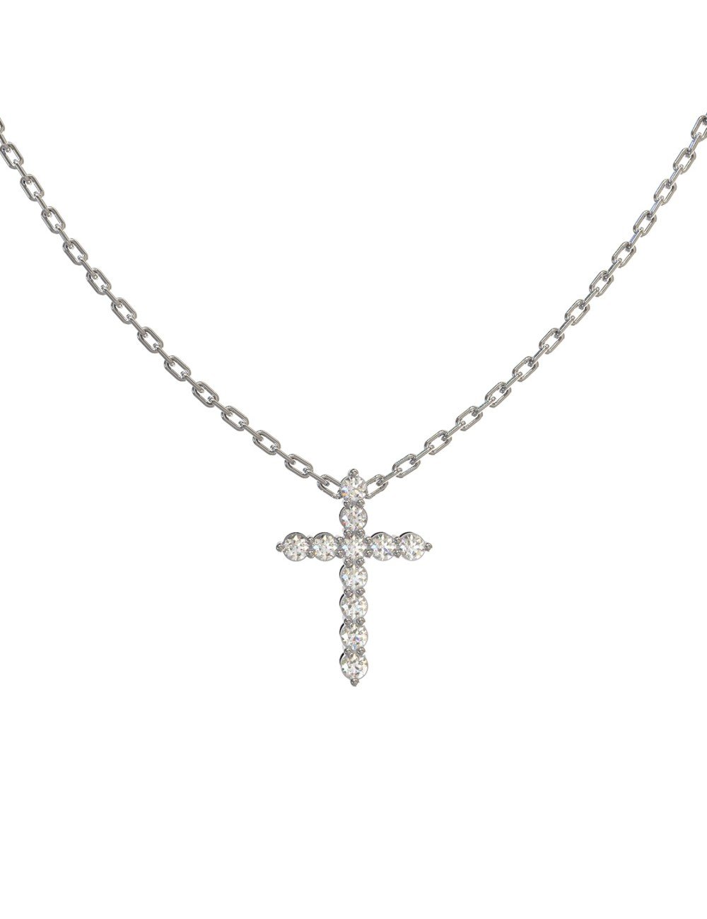 Крест из белого золота c бриллиантами