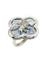 Кольцо из белого золота c эмалью и перламутром