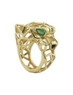 Кольцо из лимонного золота c изумрудом и ониксом