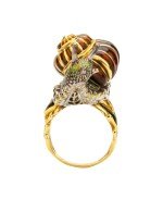 Кольцо из лимонного золота c эмалью