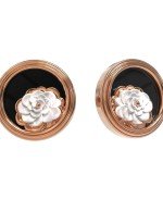 Серьги из золота c ониксом и перламутром